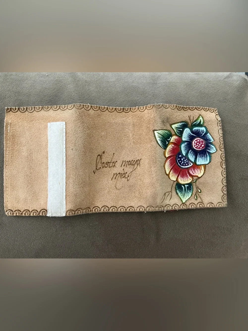 Hand Tooled and Painted Leather Wallet From Costa Maya Mexico🇺🇸
